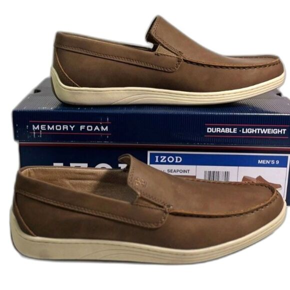 Izod Men\'s Seapoint Brown Slip-On Moccasins SZ 9-1/2M  NEW main image 2